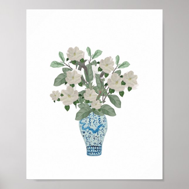 Poster Magnolia Magnolias Dragon Blue Ginger Jars Jar (Devant)