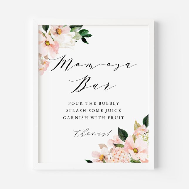Poster Magnolia rose et Hydrangea Baby shower Momosa Bar (Créateur téléchargé)