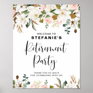 Poster Magnolias Cotton Garland Retraite Party Bienvenue