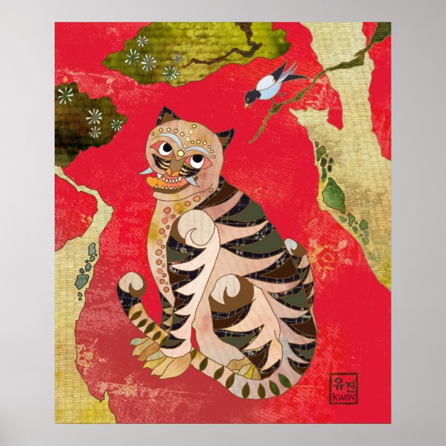Poster Magpie et tigre : Art populaire coréen (Devant)