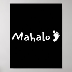 Poster Mahalo w_footprint - hawaïen merci - hawaï