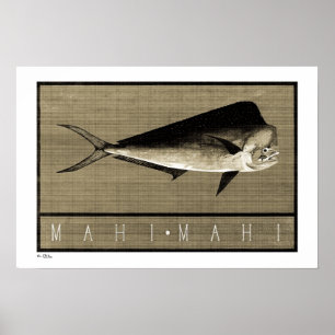 Poster Mahi-Mahi Vintage B&W Affiches, Imprimeries et Cad