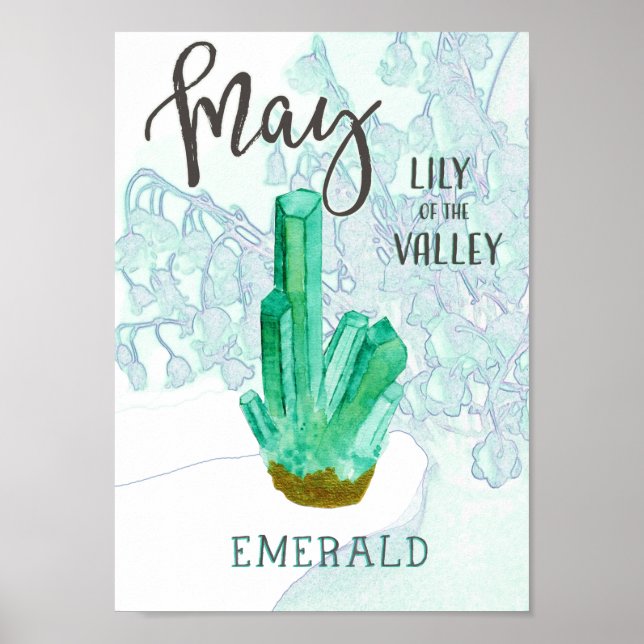 Poster Mai Anniversaire émeraude et Lily de la vallée (Devant)