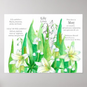Poster Mai Anniversaire Lily de la Vallée Langue de Fleur