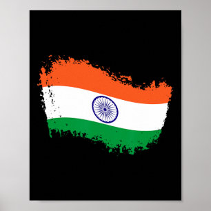 Poster Maillot de cricket d'Inde Drapeau de cricket indie