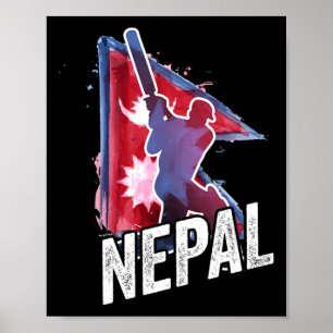 Poster Maillot de cricket du Népal Supporter du drapeau n