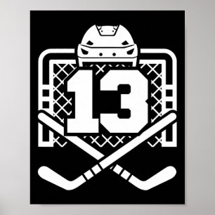 Poster Maillot de hockey numéro 13 Drôle de joueur de hoc