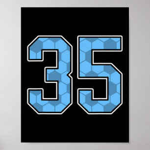 Poster Maillot de joueur de football bleu motif numéro 35