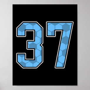 Poster Maillot de joueur de football bleu motif numéro 37