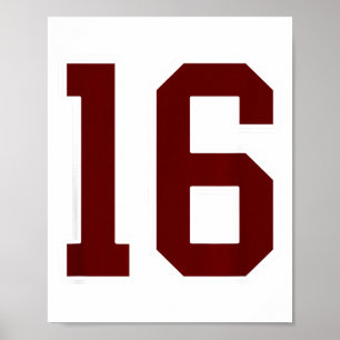Poster Maillot de joueur Marron et Blanc Numéro 16 Unifor