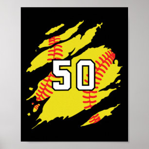 Poster Maillot de softball Numéro #50 Joueur de sport Fan