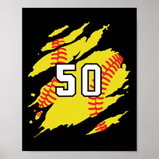 Poster Maillot de softball Numéro #50 Joueur de sport Fan