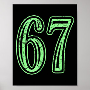 Poster Maillot de sport vert menthe numéro 67 distressé