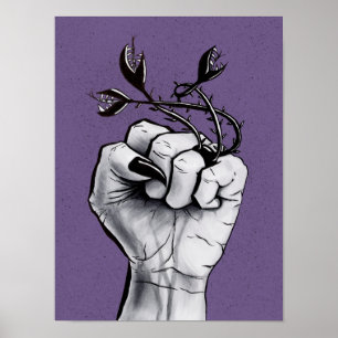 Poster Main Cuisine Avec Clous Noirs Et Bague Monstre