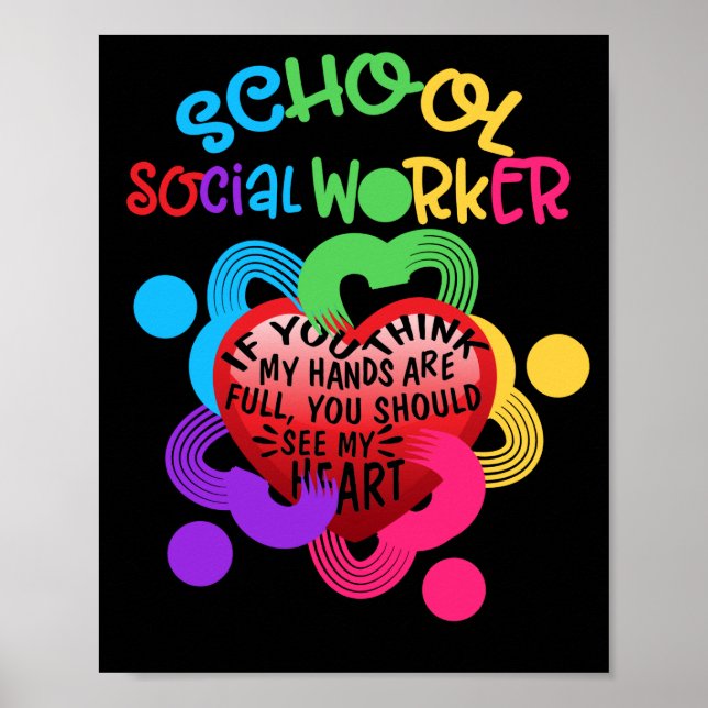 Poster Main de coeur du travailleur social scolaire (Devant)