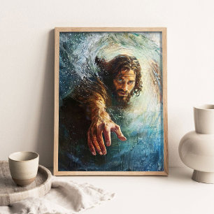 Poster Main de Dieu, Art Chrétien, Peinture de Jésus, Jés
