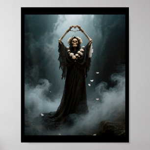Poster Main de fantôme coeur squelette effrayant fête des