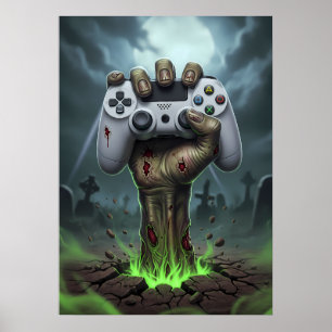 Poster Main de joueur zombie - Poignée de manette des mor