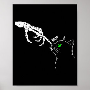 Poster Main de squelette Boop sur le nez d'un chat Hallow