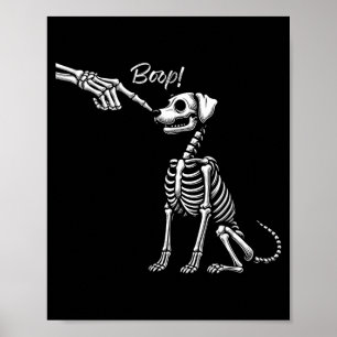 Poster Main de squelette caressant un chien Chiot mignon