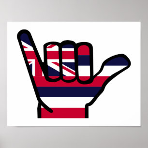 Poster Main du drapeau hawaïen