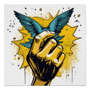 Poster Main et ailes - Gras et Expressive Pop Art
