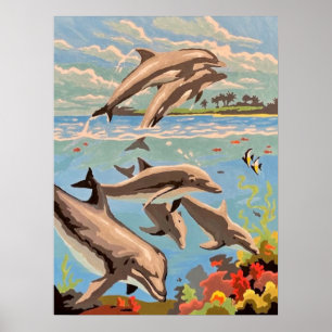 Poster Main Painted by Number   Dolphins  