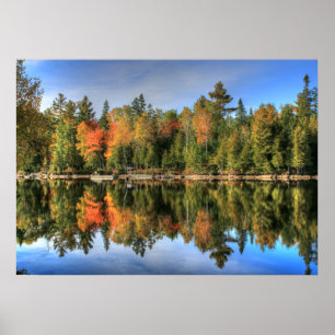 Poster Maine Automne automne Foliage Lake Réflexions