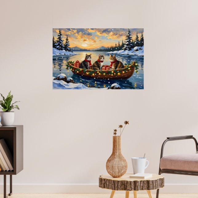 Poster Maine Coon Cat Christmas Boat Holiday (Salon 3)