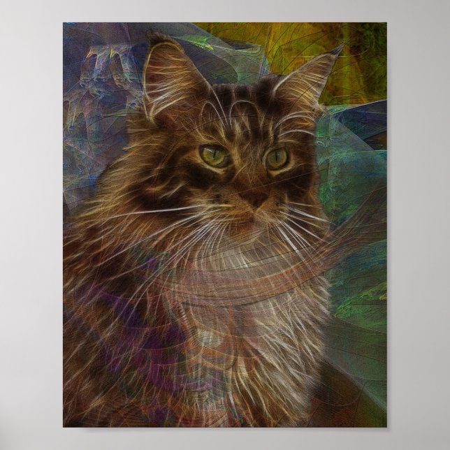 Poster Maine Coon Chat - Art Rectangulaire (Devant)