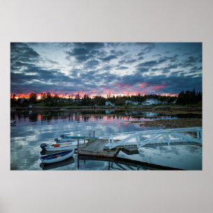 Poster Maine, Newagen, port au coucher de soleil 2 2