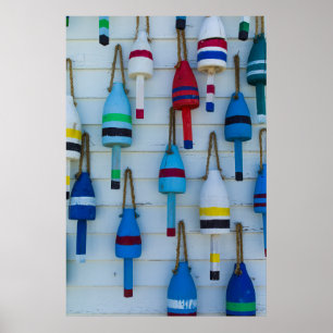 Poster Maine, Stonington, bouées décoratives de homard