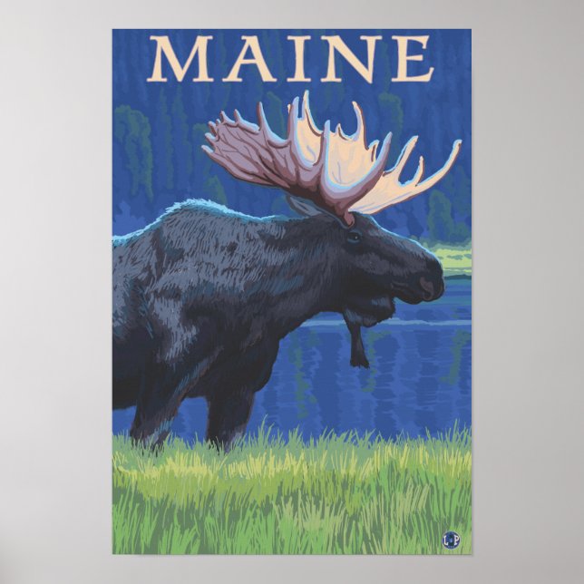 Poster MaineMoose au clair de lune (Devant)