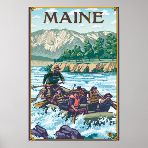 Poster MaineRiver transportant la scène par radeau