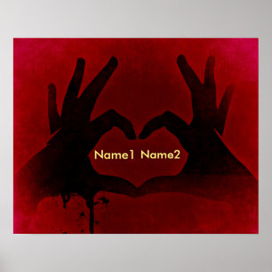 Poster Mains coeur sanglant