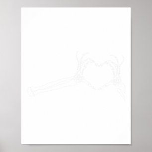 Poster Mains Coeur Squelette Drôle. Halloween Costume pea