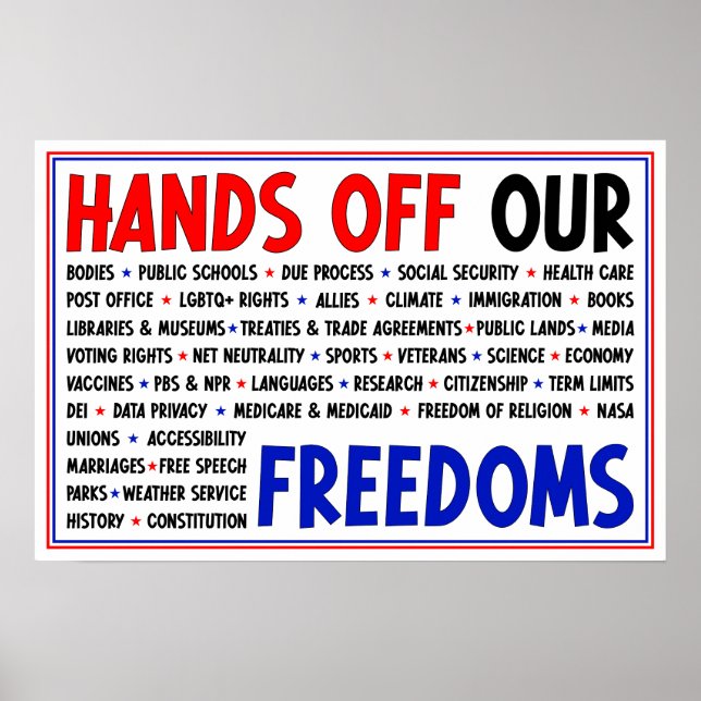 Poster Mains de notre liberté signe de protestation des d (Devant)