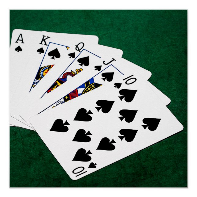 Poster Mains de poker - Brosse royale - Costume de pique (Devant)