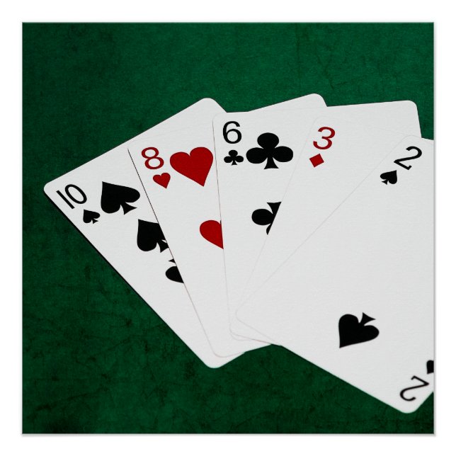 Poster Mains de poker - Carte haute - Dix (Devant)