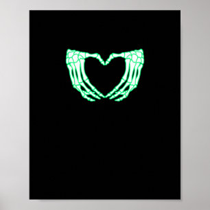 Poster Mains de squelette, Coeur, Costume d'Halloween de