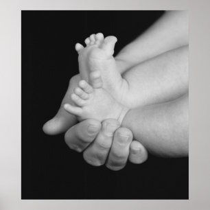 Poster "Mains dures" Noir & Blanc Pieds bébé Imprimer