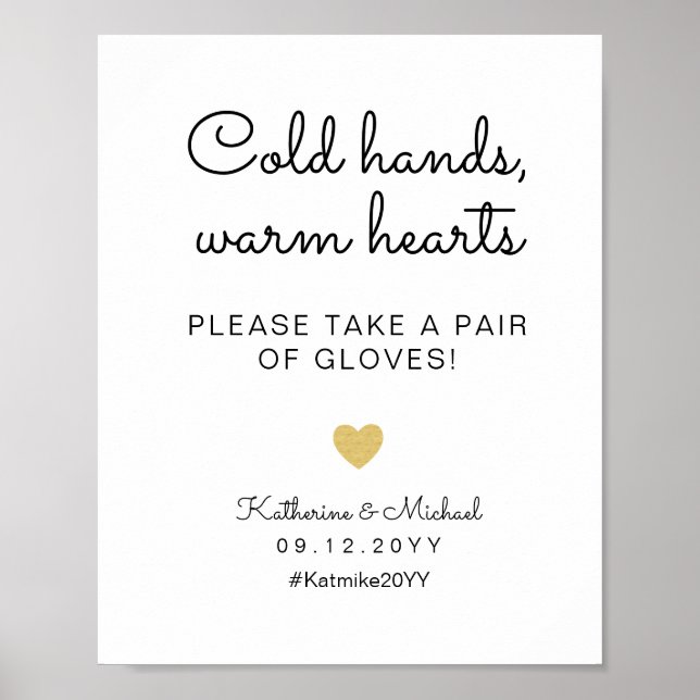 Poster Mains froides Coeurs chauds Gants Mariages Favoris (Devant)