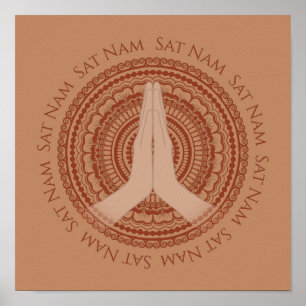 Poster Mains méditerranéennes Sat Nam Mandala Rose Beige 