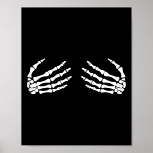 Poster Mains Squelettiques Sur Le Poitrine Poitrine Sorci