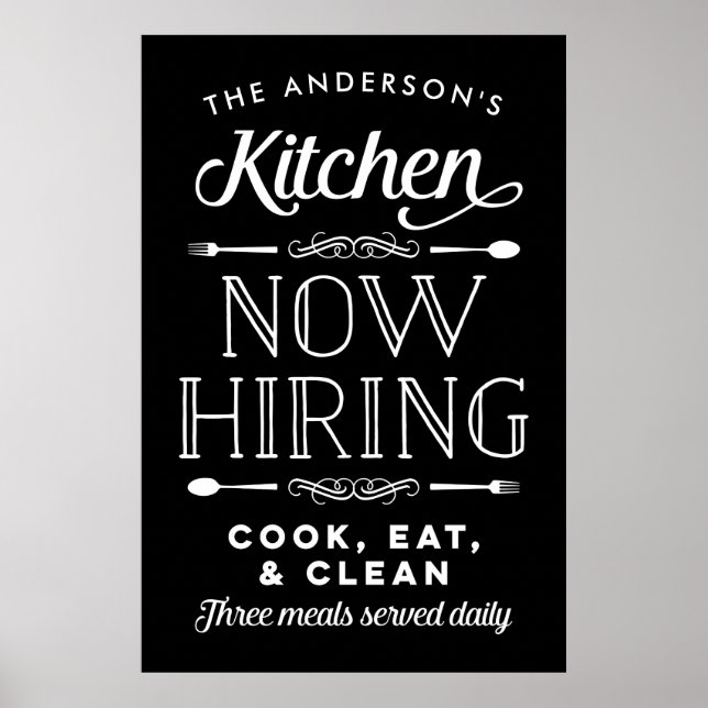 Poster Maintenant Embaucher Fun Personnalisé Cuisine Pers (Devant)
