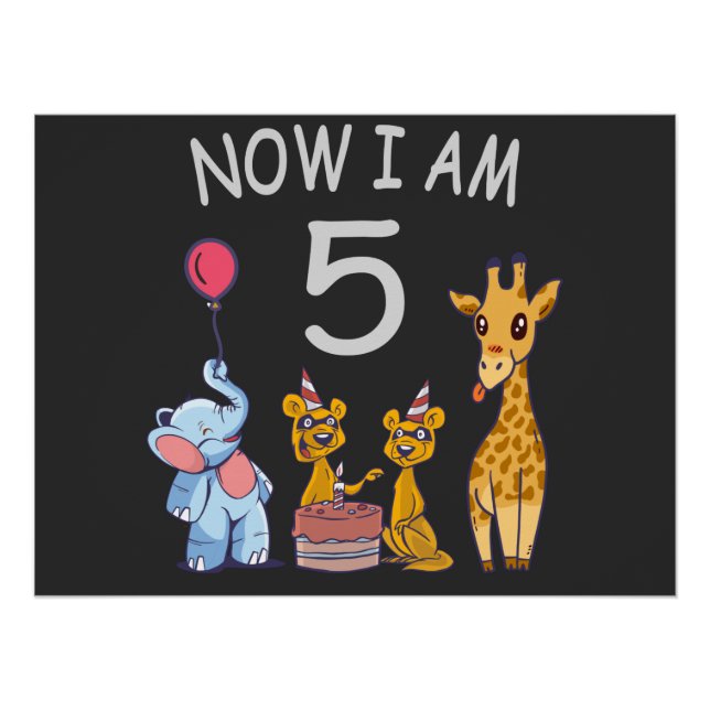 Poster Maintenant, j'ai 5 ans 5e anniversaire au Zoo (Devant)