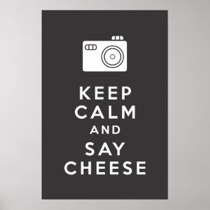 Poster Maintenez calme et dites le fromage - noir