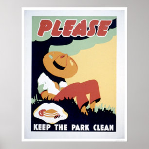 Poster Maintenez le parc propre WPA 1937