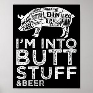 Poster Mais Stuff Et Porc De Bière Coupes Grillant Bbq Pl