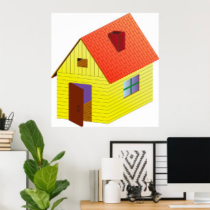 Poster Maison à granges jaunes